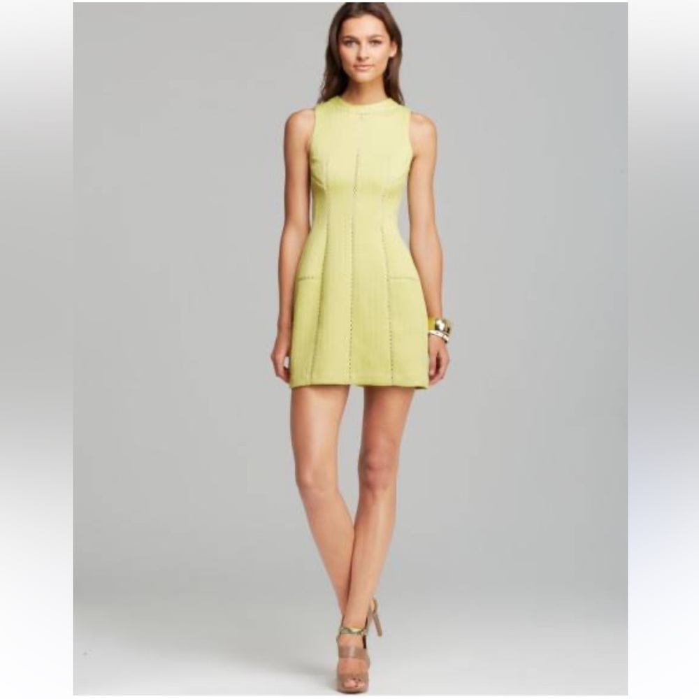 Rebecca Taylor | Chartreuse Yellow Textured Brocade dress